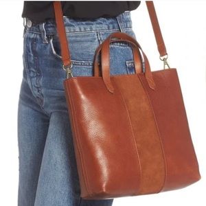 Madewell small, zip top transport crossbody tote, leather, English saddle.😍